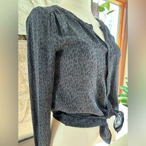 Beautiful Black and Gray animal print silk shirt.
